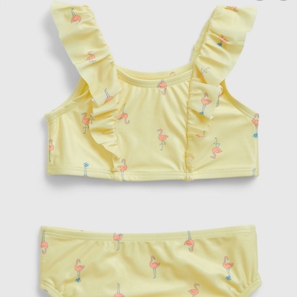 GAP Other - Gap Toddler Girls Pale Yellow Flamingo Two Piece Swimsuit